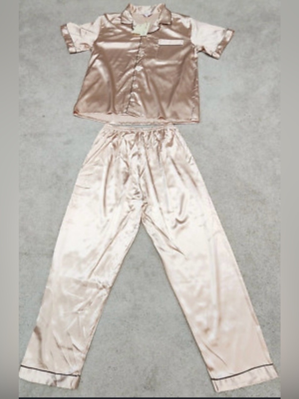 Silky Satin Pajama Set in Champagne